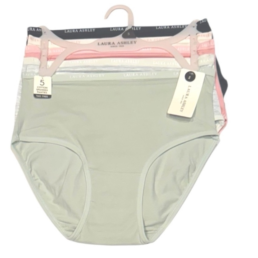 LAURA ASHLEY 5 Pack Panties Cotton Spandex Tag Free Pastel
Neutral NWT Small